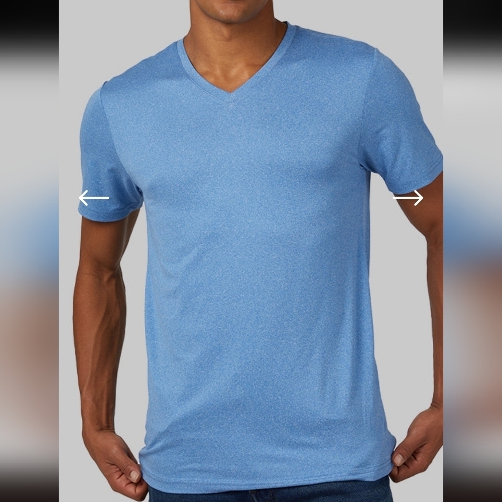 32 Degrees MEN'S COOL CLASSIC VNECK T-SHIRT. Sailor Blue Heather. Size Large. Ne